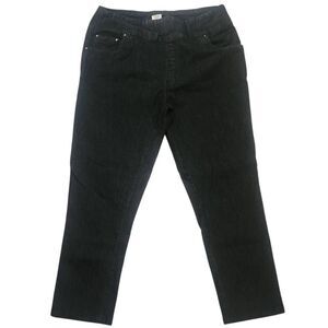 Blair Women's Size 18 Petite Black Denim Rhinestone Pocket Pull On Jeans